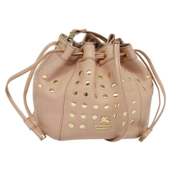 BURBERRY Blue Label Shoulder Bag Leather Gold Pink Auth EC376 - Picture 1 of 15